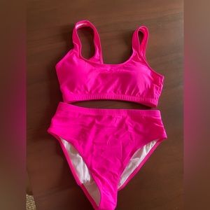 Hot pink two piece swimsuit